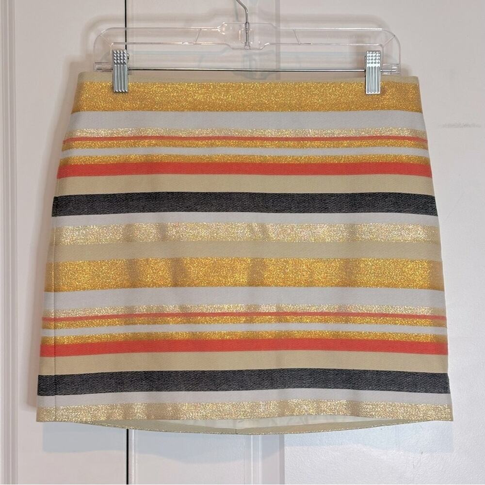 NWT J. Crew Factory Gold Metallic Stripe Mini Skirt 4